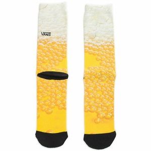 Vans Yellow White Bubble Print Crew Socks with Black Accents